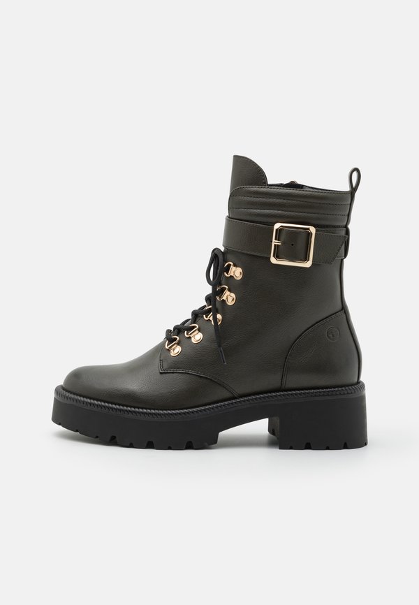 Platform ankle boots - moss