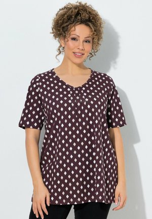Ulla Popken, OGEE PRINT SHORT SLEEVE TEE - T-Shirt print - nougat brown