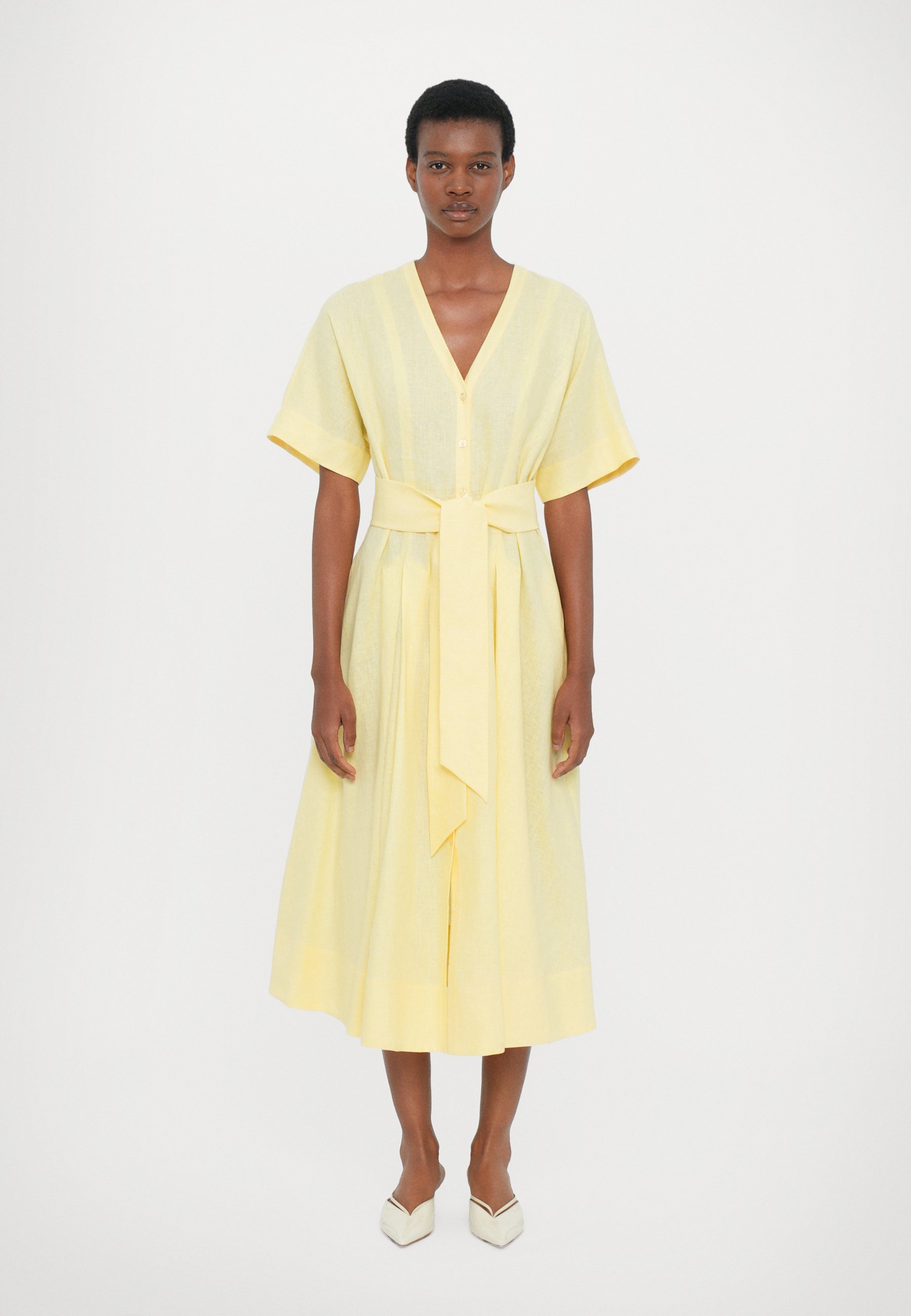 chinese dress ladies Egoista V Neck Viscose Linen Long Dress by Max Mara Weekend main image 0