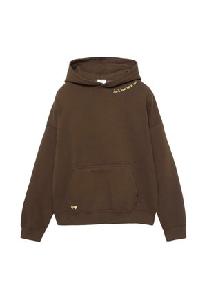 WITH EMBROIDERED HEARTS - Felpa con cappuccio - brown