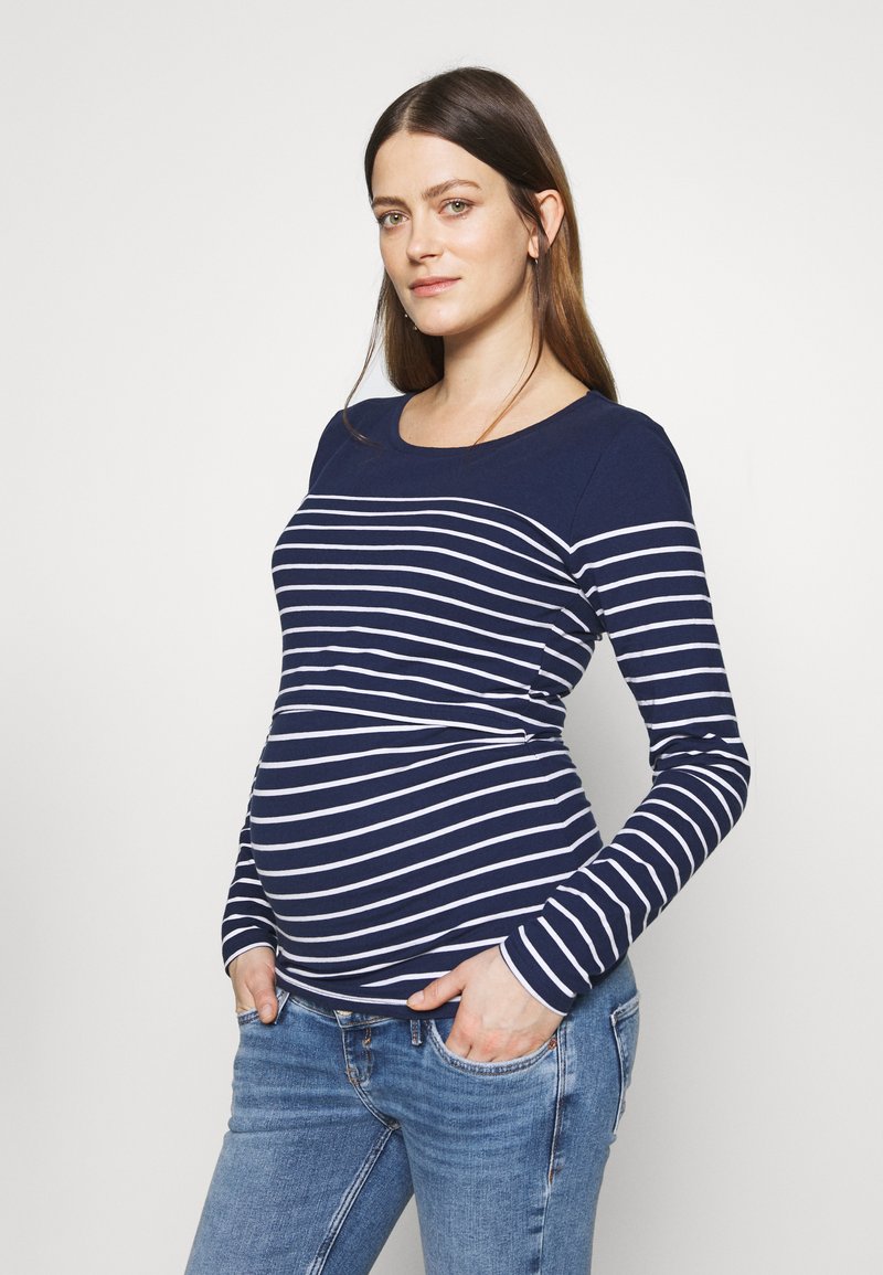JoJo Maman Bébé Top dugih rukava - navy/white