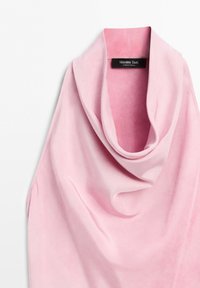 Soft pink sleeveless top with wide cowl neckline and Massimo Dutti label inside collar.
