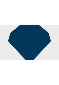 Objeto hexagonal de color azul marino con una textura suave, colocado sobre un fondo blanco. Los bordes son afilados, lo que realza su diseño geométrico.