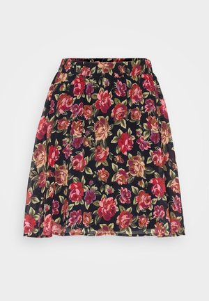 VILA, VIURA SHORT SKIRT - Jupe trapèze - black/pink