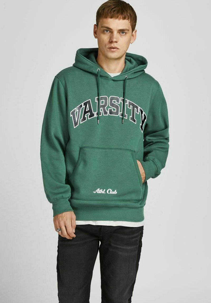 JACK & JONES - Felpa da uomo con cappuccio e logo, Navy Blazer 3., XXL