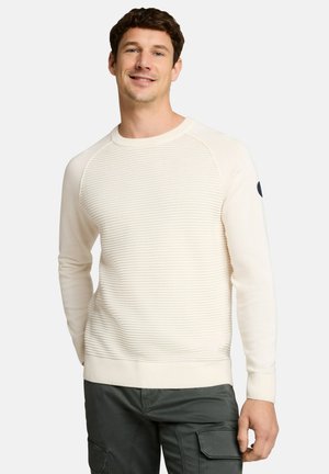 TOM TAILOR, OTTOMAN STRUCTURED CREW NECK KNIT - Strickpullover - gardenia white