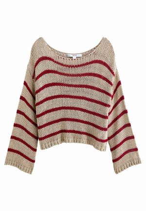 STRIPE STITCH REGULAR FIT - Pulóver - neutral and red