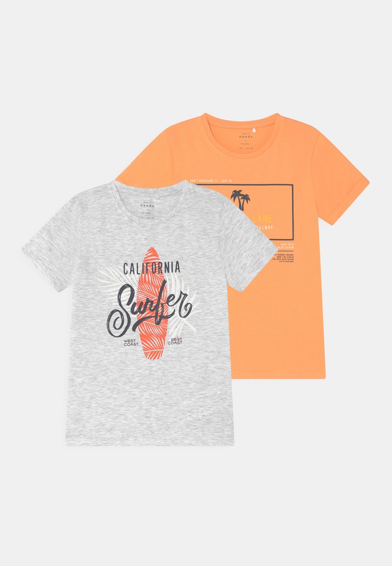 Kinder T-Shirts | Name it NKMVUX 2 PACK T-Shirt print light grey melange/mehrfarbig - SR65662 Kinder T-Shirts | Name it NKMVUX 2 PACK T-Shirt print light grey melange/mehrfarbig - SR65662