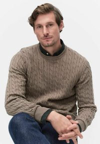 BONDELID DAVE CABLE CREW NECK - Stickad tröja - taupe