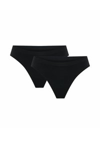 Set de culottes en coton noir, avec une texture lisse, un design taille basse et des bords sans couture pour le confort. Deux paires incluses.