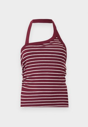 Topshop, TSCALLIE STRIPE HALTER TANK - Μπλούζα - burgundy