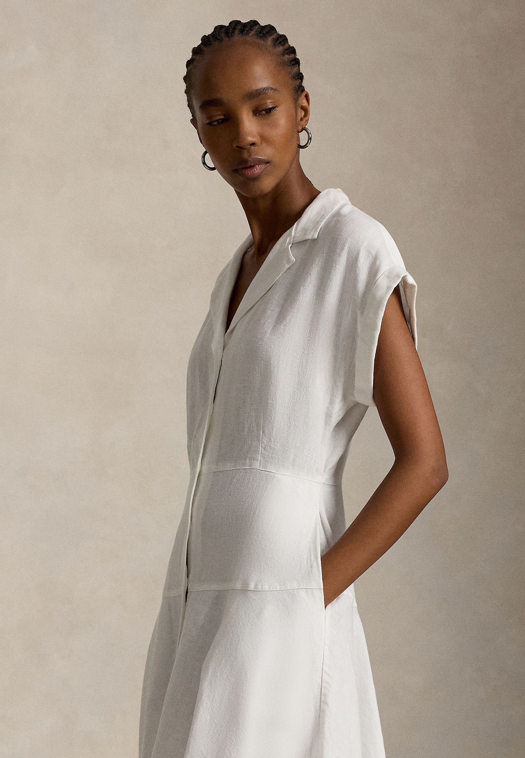 ralph lauren white linen dress Lauren Ralph Lauren Classic Linen-dress (RAF200831364) - Midi dresses