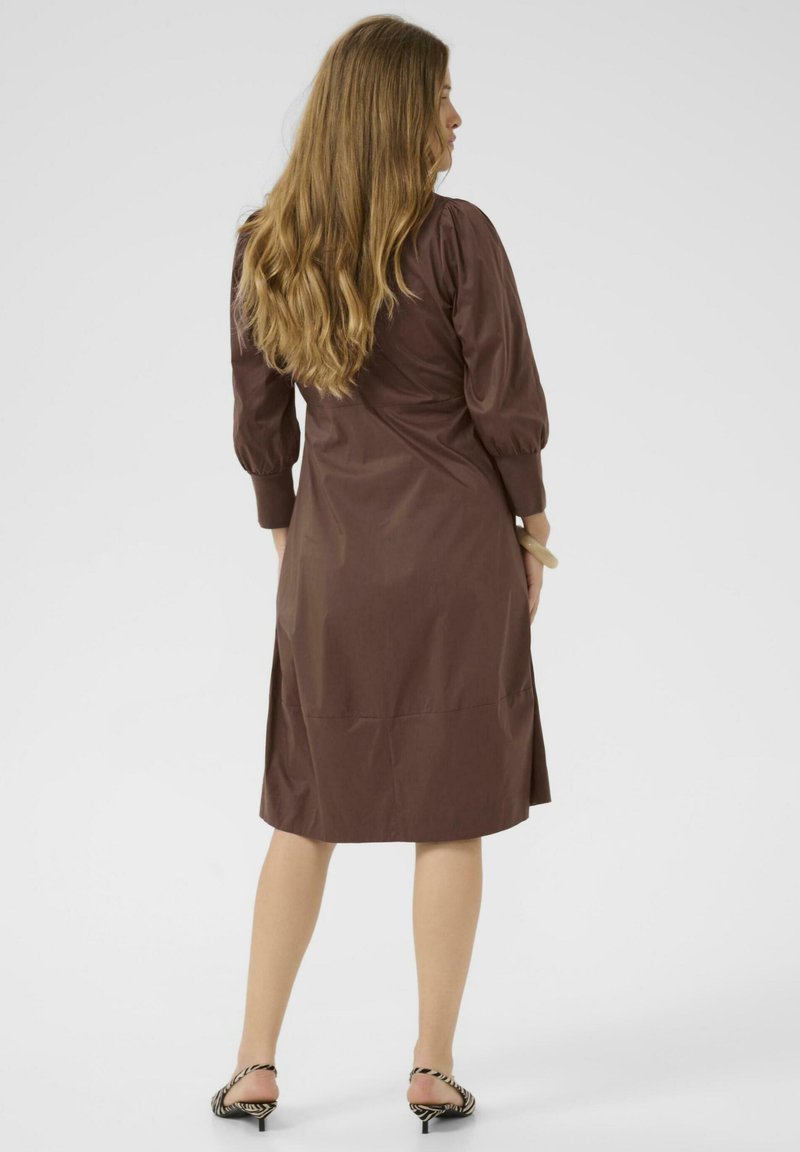 brown 3 4 sleeve dress 3/4