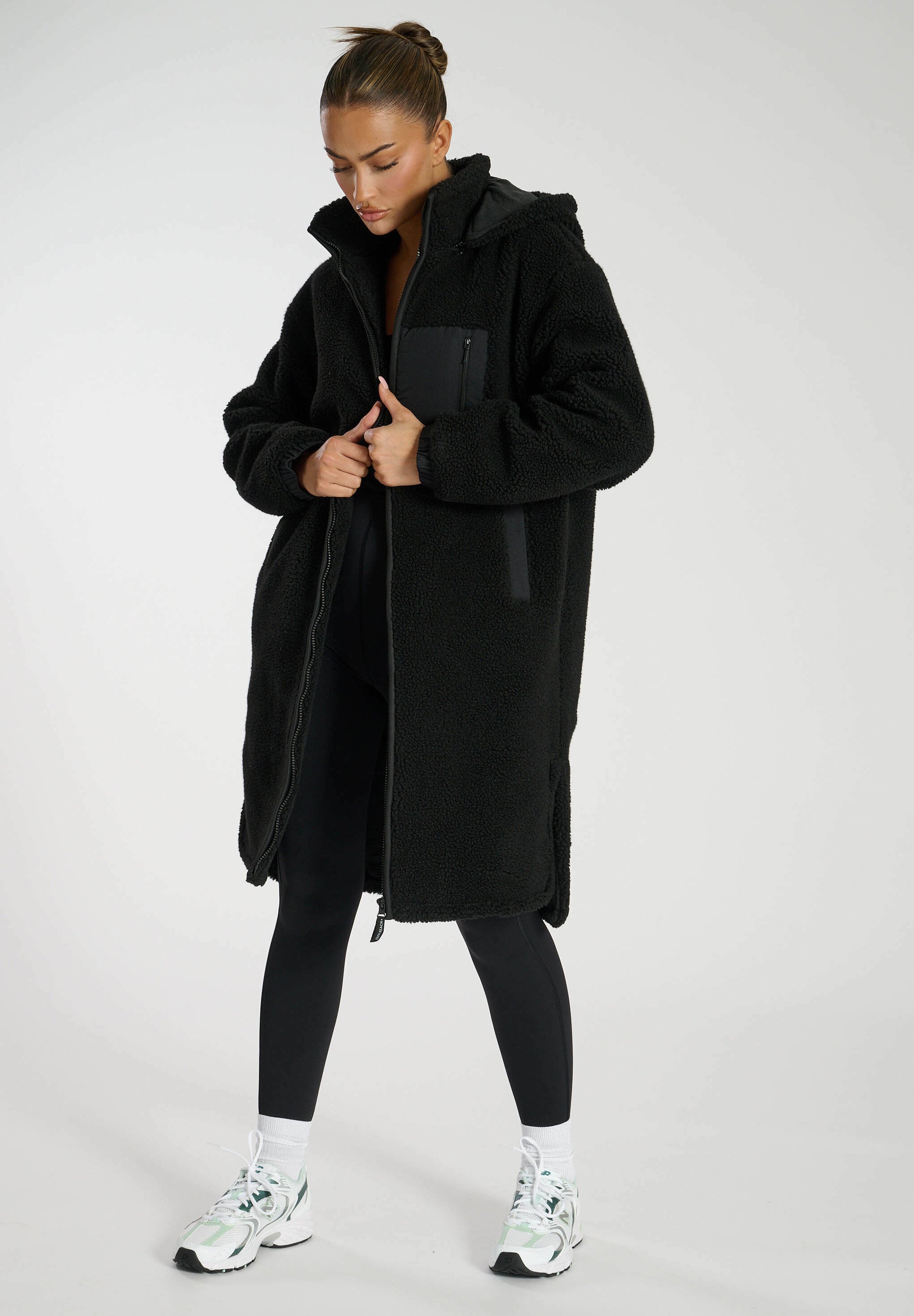 South Beach MIDI BORG WITH REMOVEABLE HOOD - Classic coat - black