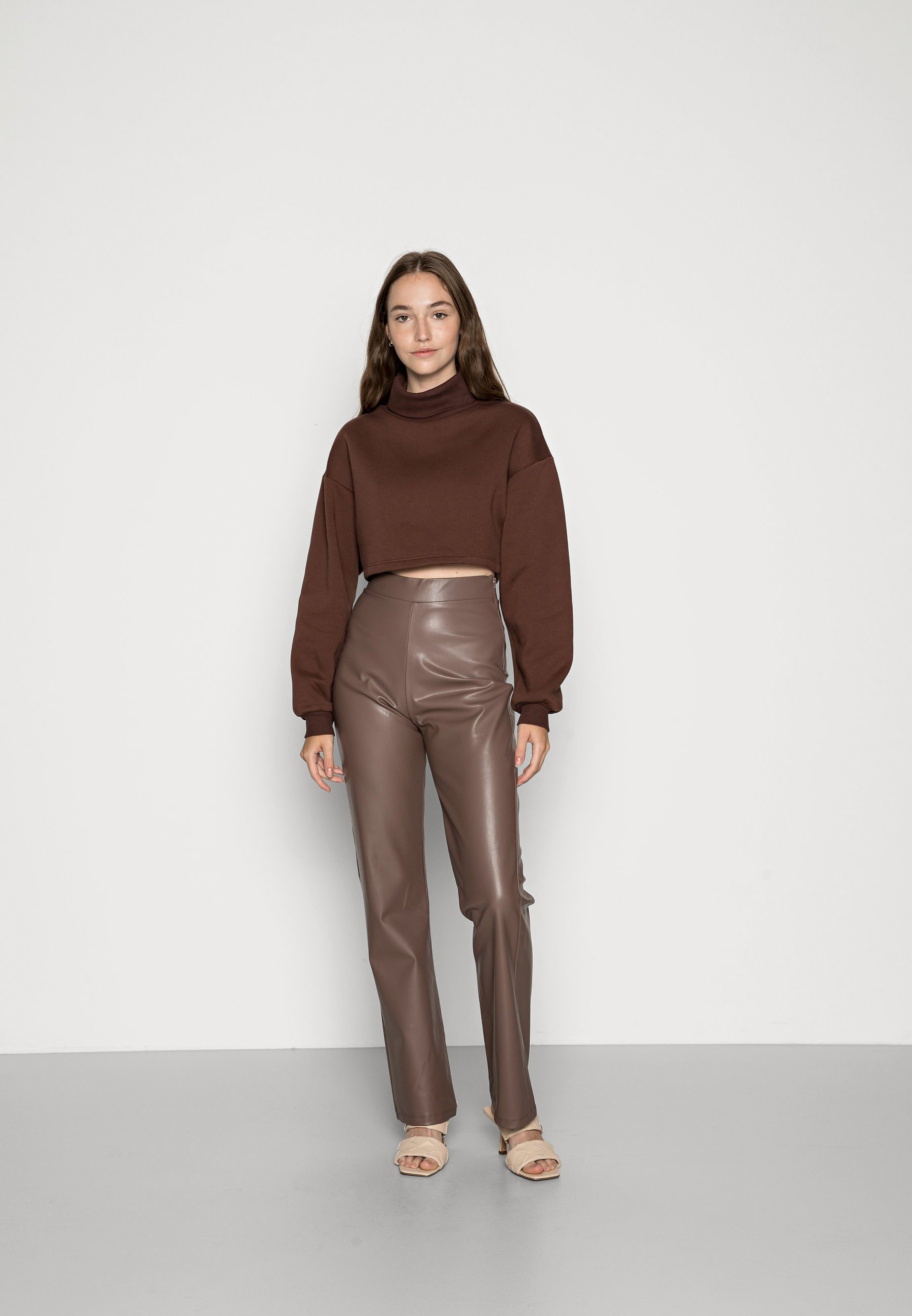 brown cropped turtleneck