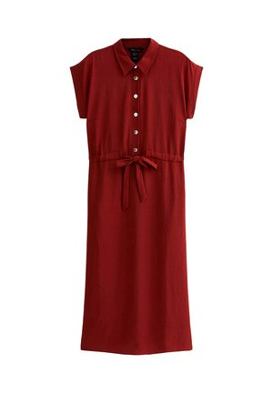 DRAWSTRING WAIST MIDI  - Skjortklänning - rust