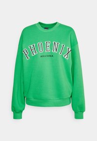 Grön sweatshirt med rund hals, med texten "PHOENIX" i en b åge över bröstet och "ARIZONA" nedanför i kontrasterande färger.
