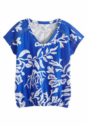 V-NECK BUBBLE REGULAR FIT - Marškinėliai su spaudiniu - blue white print