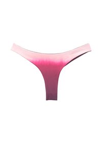 Un slip thong au design dégradé, passant d'un rose clair à un magenta profond. Fabriqué en tissu doux et extensible avec une couverture minimale.