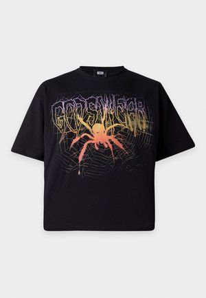 GCDS, GOTHIC LOOSE CROP - T-shirt imprimé - black/orange