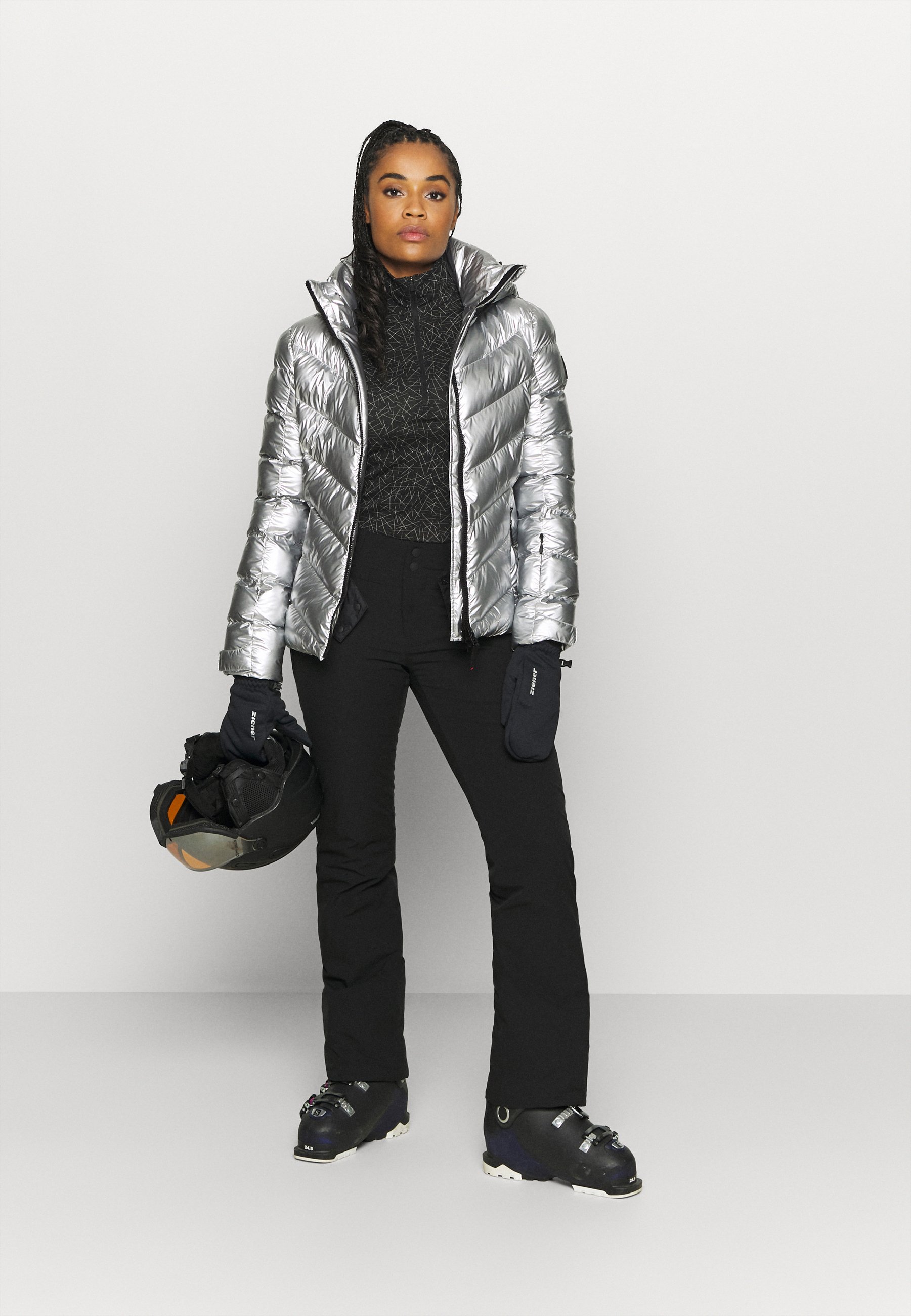 silver ski jacket
