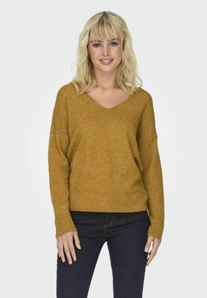 ONLRICA LIFE V NECK - Strikkegenser - golden spice