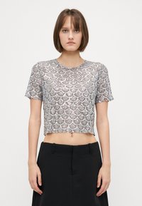 ONLY Tall - ONLBEAD O NECK TOP BOX  - Marškinėliai su spaudiniu - ultimate grey/silver Miniatiūros vaizdas 1