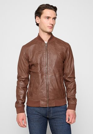 BERNE - Lederjacke - cognac