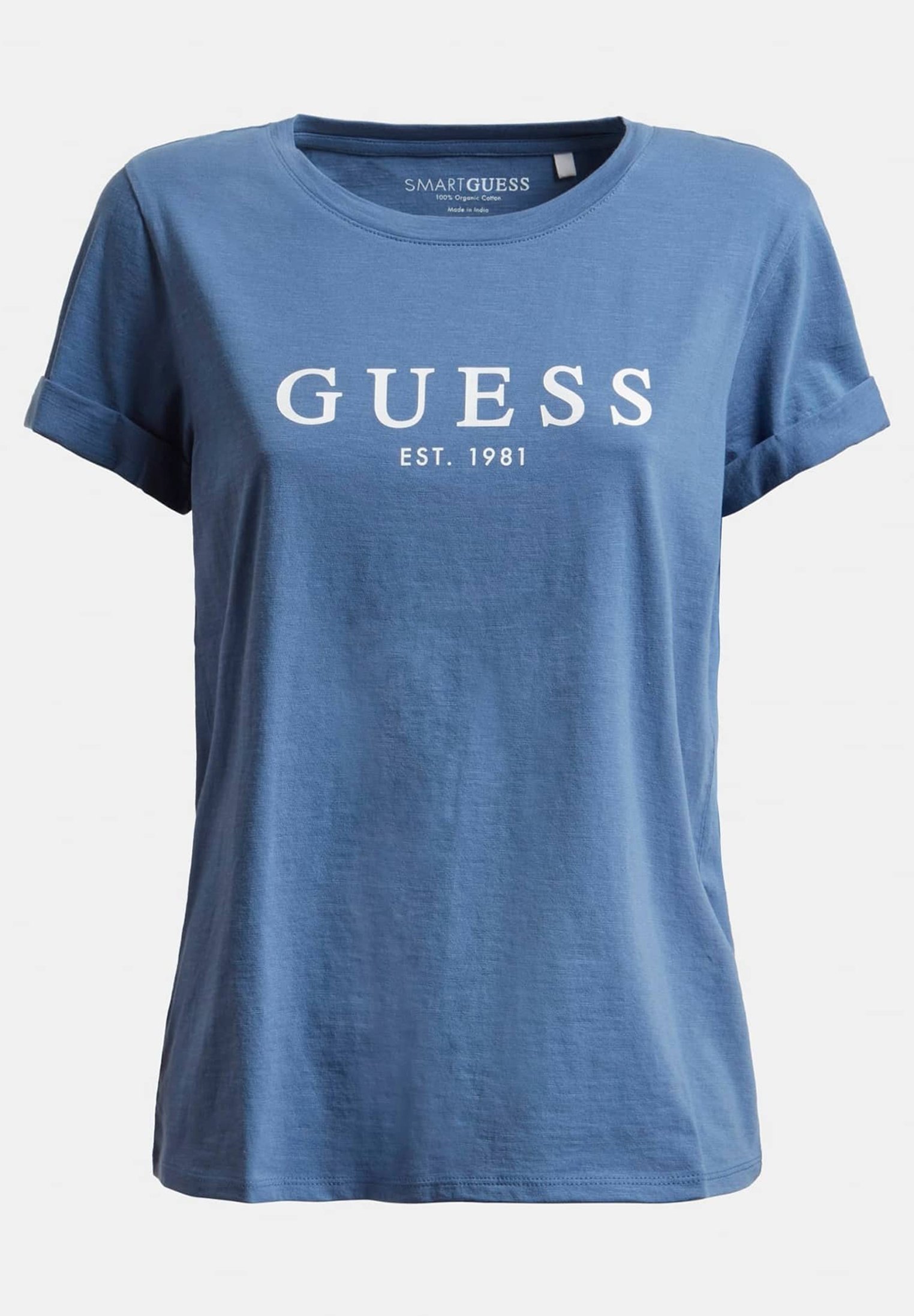 Guess ROLL CUFF - T-Shirt print - blau 