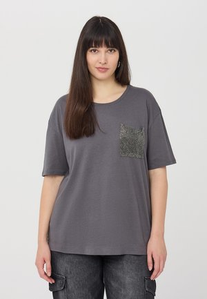 CON TASCHINO CON STRASS - T-shirt con stampa - grigio scuro
