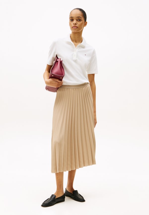 FLUID PLEATED PULL ON MIDI SKIRT - Pleated skirt - beige2