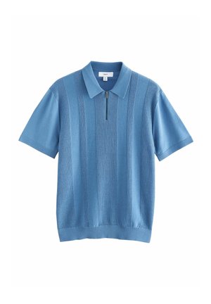 Next REGULAR FIT TEXTURED QUARTER ZIP  - Polo shirt - mid blue