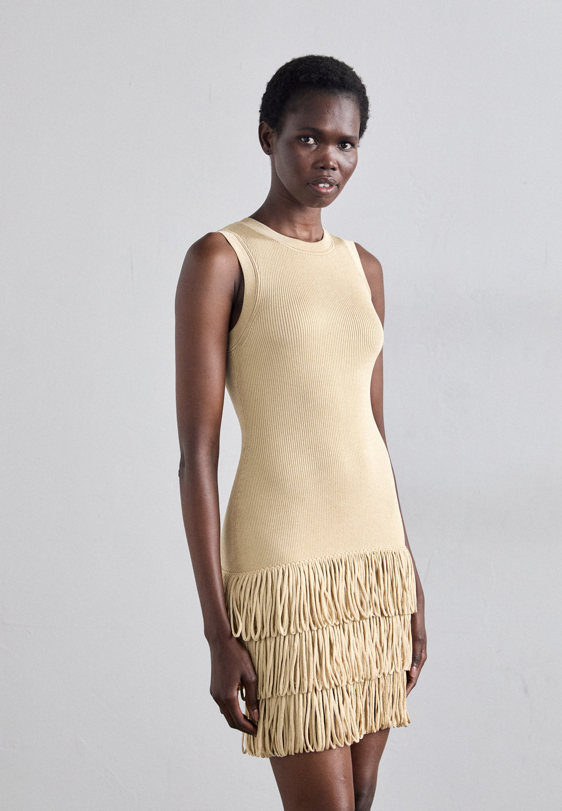 sandro gold dress Sandro Victoire Rhinestone Knit Maxi Dress in main image 0