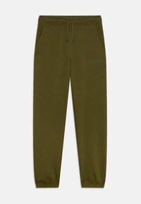 Olivgröna sweatpants i mjukt material, med elastisk midja och dragsko, sidofickor och en liten broderad logga.