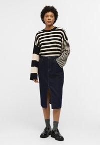 Object OBJHARLOW MIDI - Gonna di jeans - dark blue denim detai rinse wash