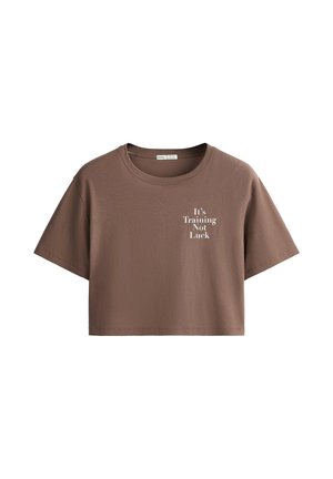 OYSHO, Nyomott mintás póló - brown