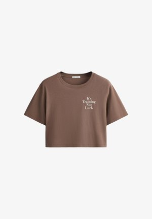 OYSHO, Nyomott mintás póló - brown