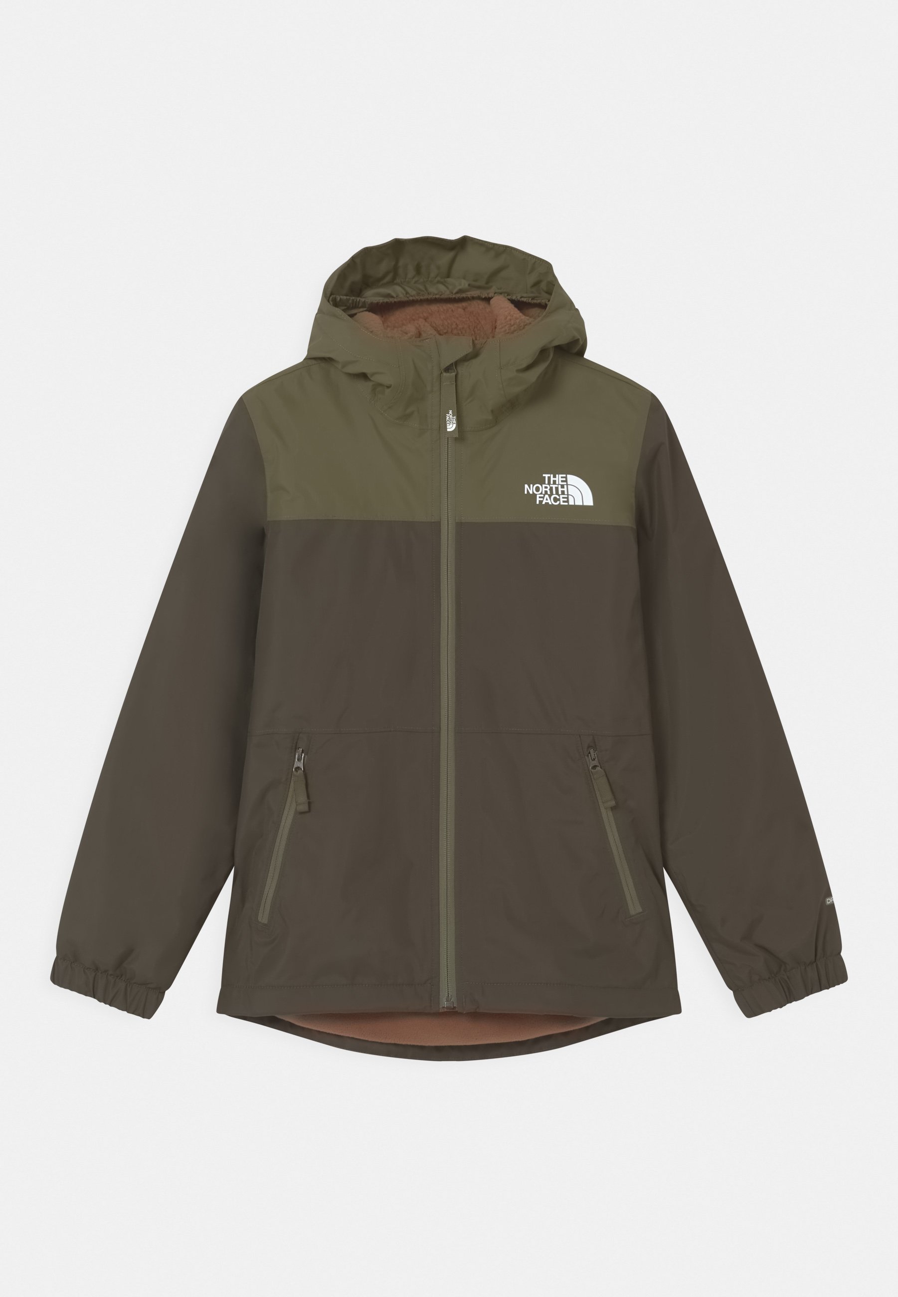 green north face rain jacket