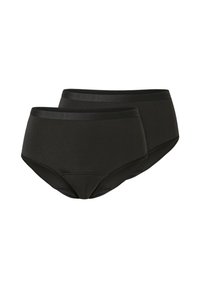 Zwarte katoenen hipster onderbroek met een gladde tailleband, voorzien van een effen kleur en een eenvoudig ontwerp. Verpakking van twee stuks.
