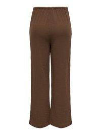 Pantalon large marron texturé avec ceinture élastique, présenté sur fond blanc, vue arrière.
