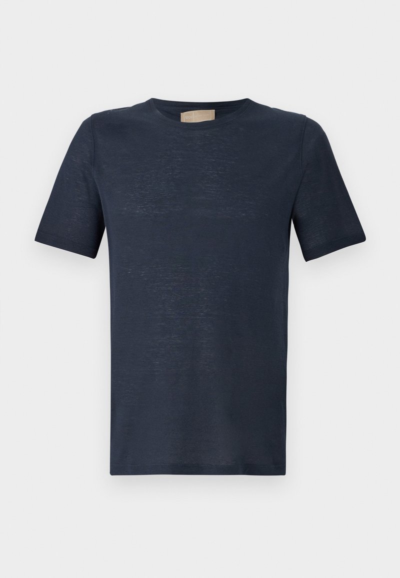 120% lino T-shirt basic blauw