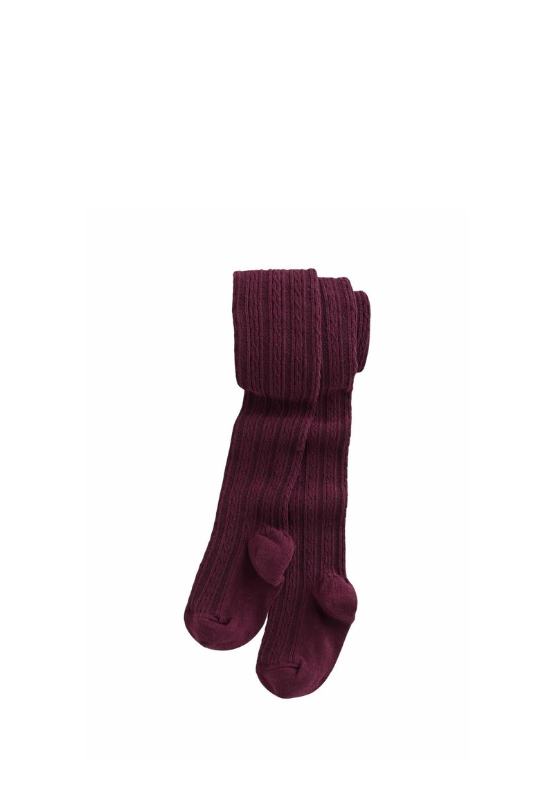 Collants côtelés bordeaux avec une texture douce ; dotés de bouts ronds et d'une taille confortable pour un ajustement parfait.