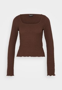 TEXTURED SQUARE NECK - Topper langermet - coffee bean