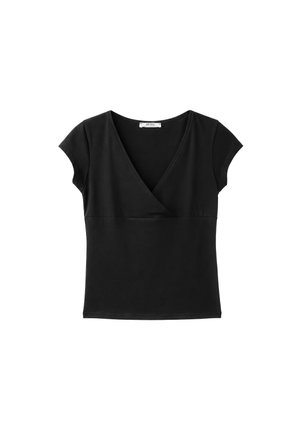 Stradivarius, UNDER-BUST SHORT SLEEVE TOP - T-shirt basic - black