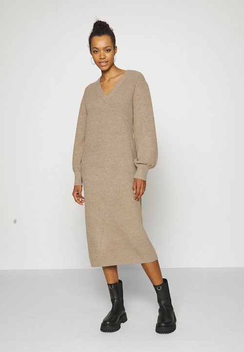 Object - Objlyne S/L Re Long Dress 144 - 5010013 Seal Brown main image 0