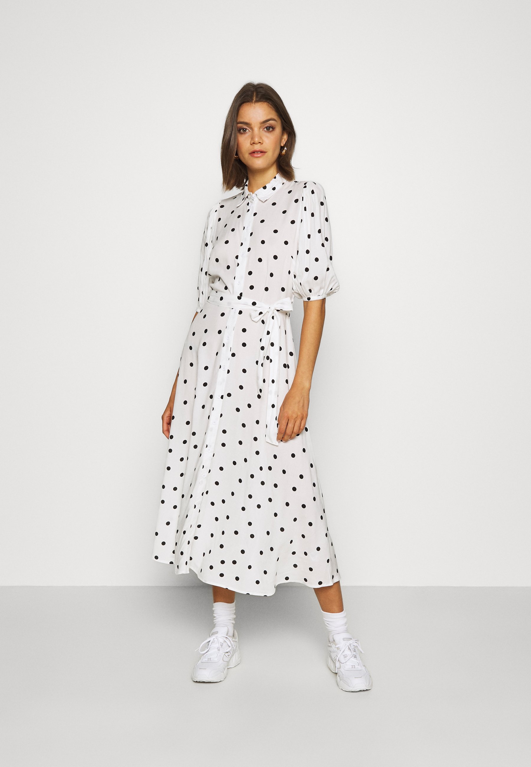 new look white spot midi dress
