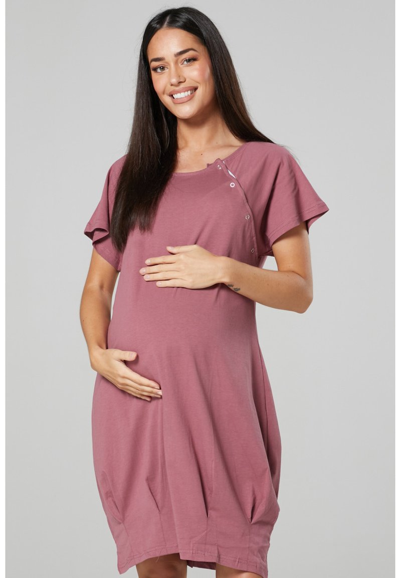 Happy Mama MATERNITY SKIN TO SKIN DELIVERY GOWN Hálóing dusky plum