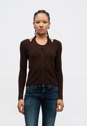 LAYER CARDIGAN - Gilet - dark brown