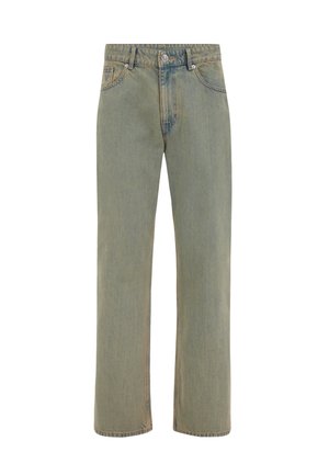 Spijkerbroek in vintage stijl met een lichte wassing, rechte pijpen, hoge taille en gestikte zakken. Gemaakt van denim met een lichte vervaging en een gestructureerde afwerking.