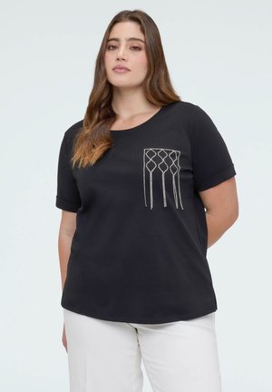 CON TASCHINO DECORATO - T-shirt con stampa - nero